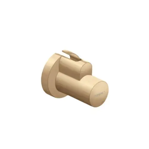 Hansgrohe Produkt in gebürstetem Bronze-Finish, mit einem kurzen runden Körper und einem Hebel zur Steuerung, auf neutralem Hintergrund.